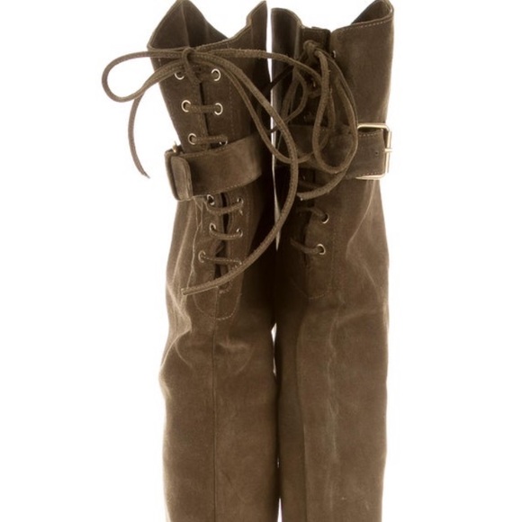 Chloe Olive Green Over The Knee Boot - Picture 2 of 5